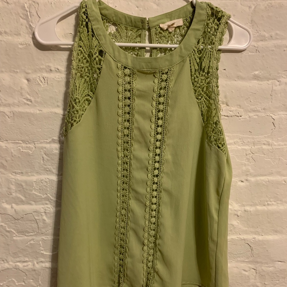 Green Sleveless Blouse